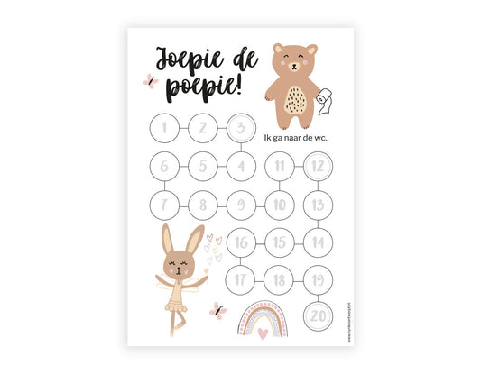 Aftelkalender A4 | Meisjes | Zindelijkheid | Plassie en poepie