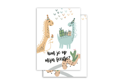 Uitnodigingskaart | Verjaardag - dino's | 8 stuks