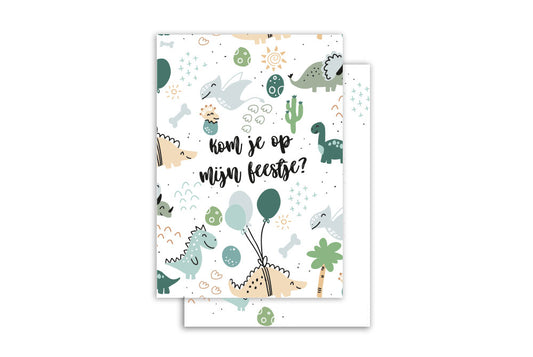 Uitnodigingskaart | Verjaardag - dino feestje | 8 stuks