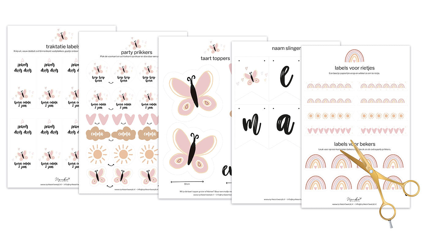 Vlinder party | Gepersonaliseerd | Printable