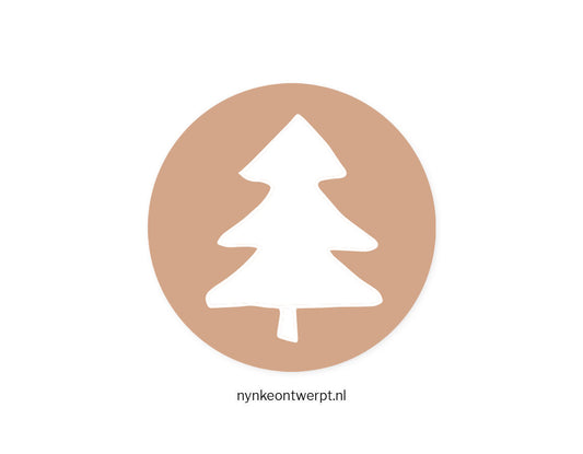 Sticker | Kerstboom - Bruin | 10 stuks