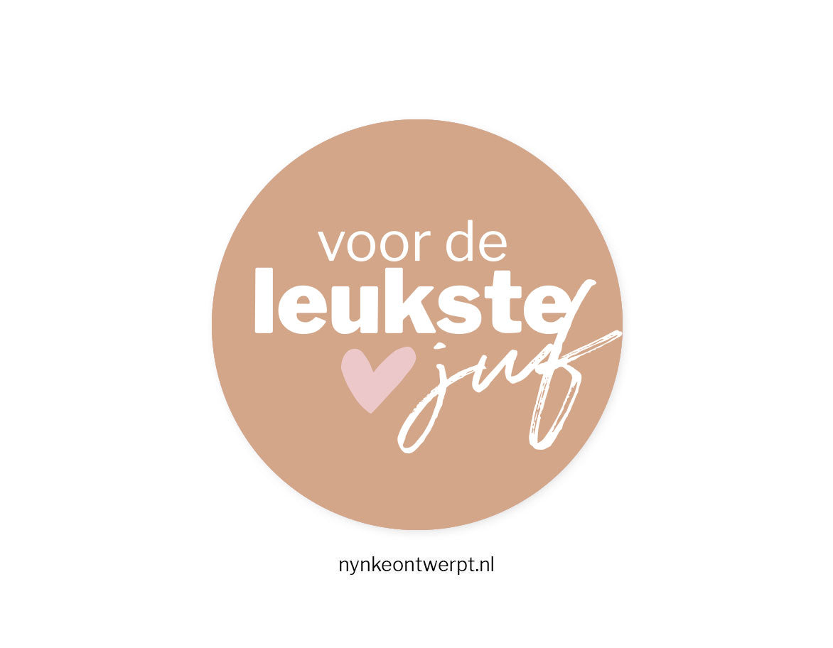 Sticker | Voor de leukste juf - bruin | 10 stuks