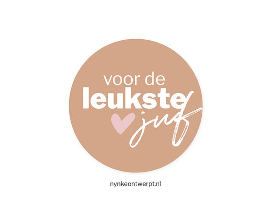 Sticker | Voor de leukste juf - bruin | 10 stuks