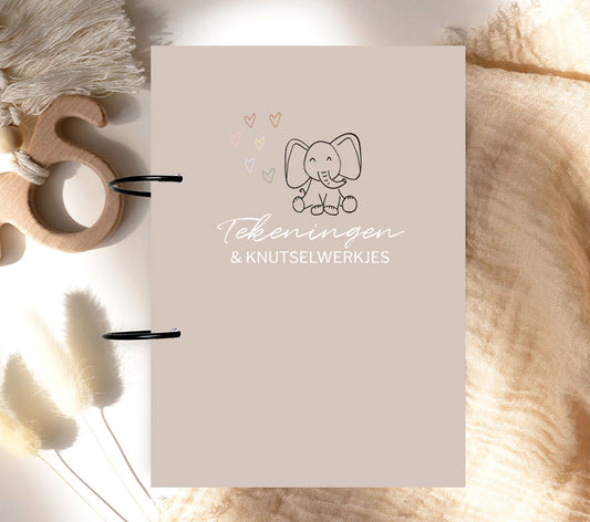 Bewaarbundel | A4 | Tekeningen en knutselwerkjes | Olifant | Warm grijs