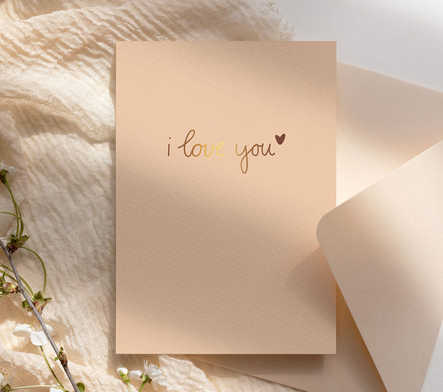 Kaart A5 | Met Goudfolie | I love you