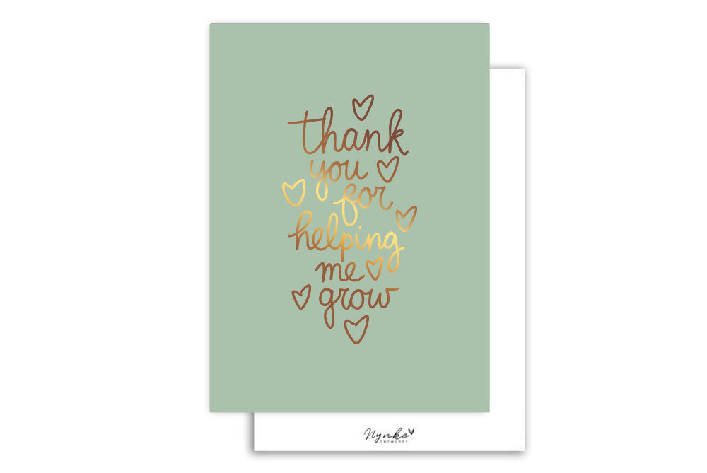 Kaart | Met Goudfolie | Thank you for helping me grow