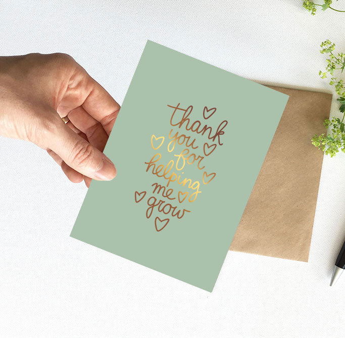 Kaart | Met Goudfolie | Thank you for helping me grow