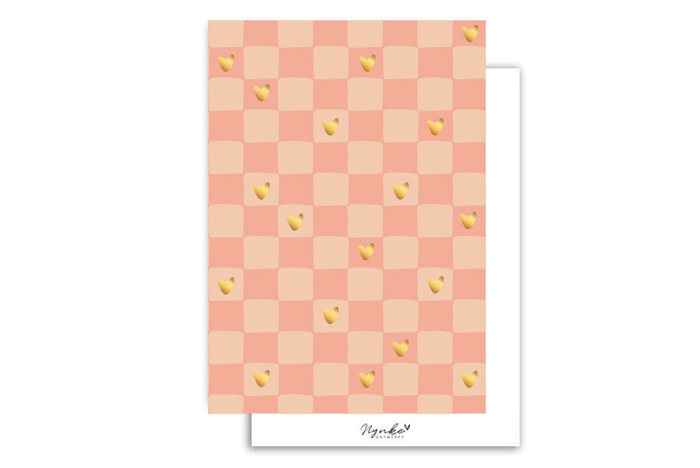 Kaart | Met Goudfolie | Heart grid