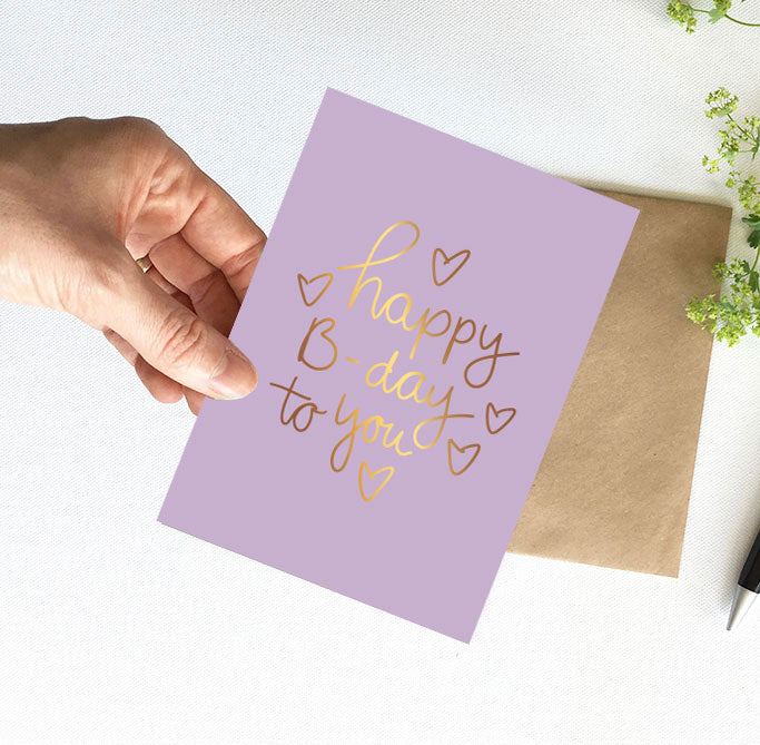 Kaart | Met goudfolie | Happy b-day to you