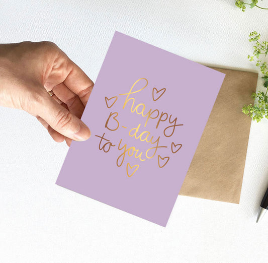 Kaart | Met goudfolie | Happy b-day to you