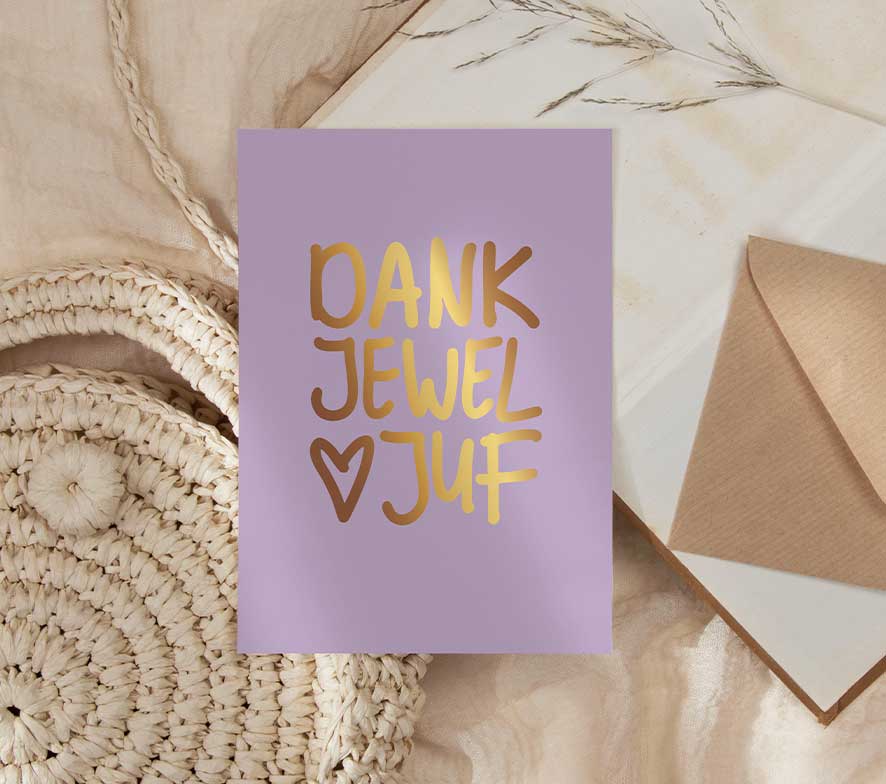 Kaart | Met Goudfolie | Dankjewel juf