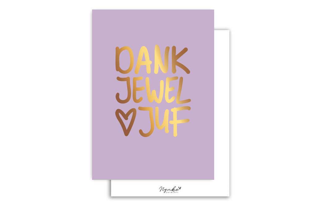 Kaart | Met Goudfolie | Dankjewel juf