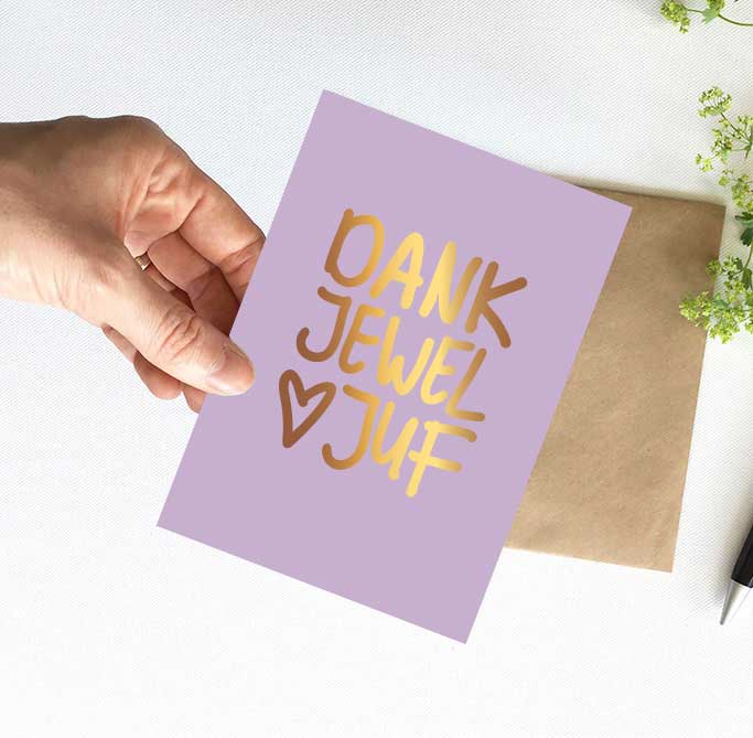 Kaart | Met Goudfolie | Dankjewel juf