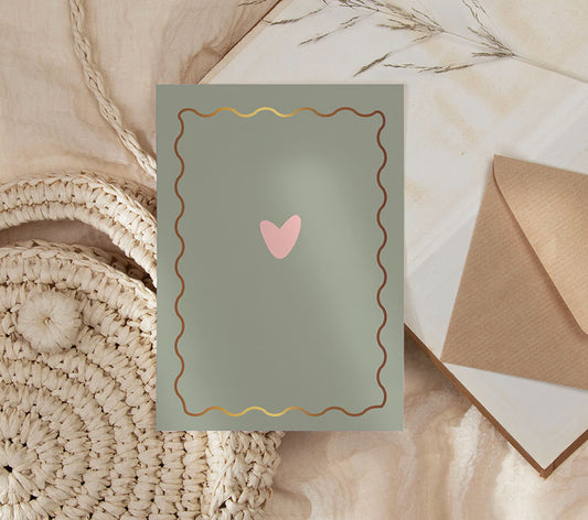 Kaart | Met Goudfolie | Wavy hart