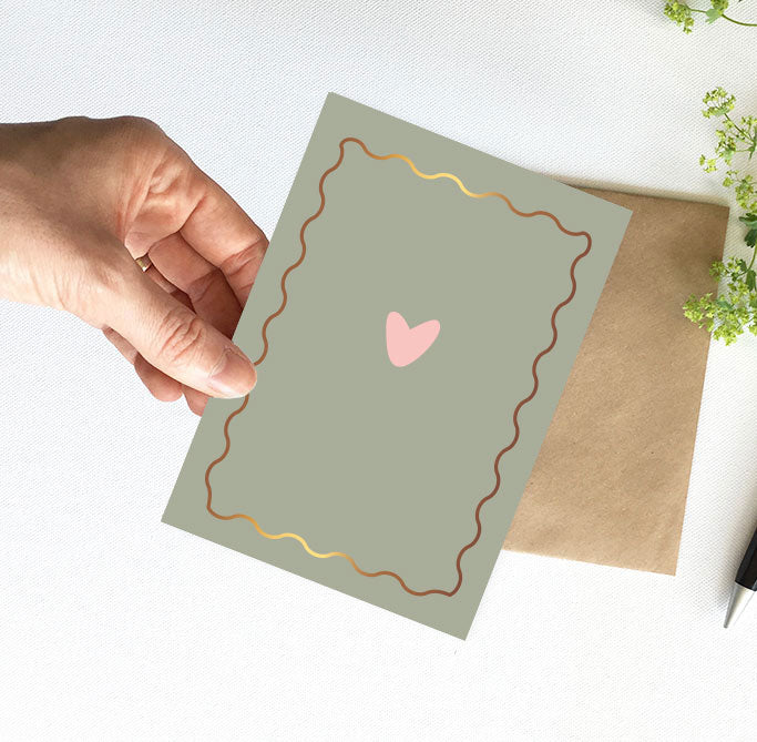 Kaart | Met Goudfolie | Wavy hart