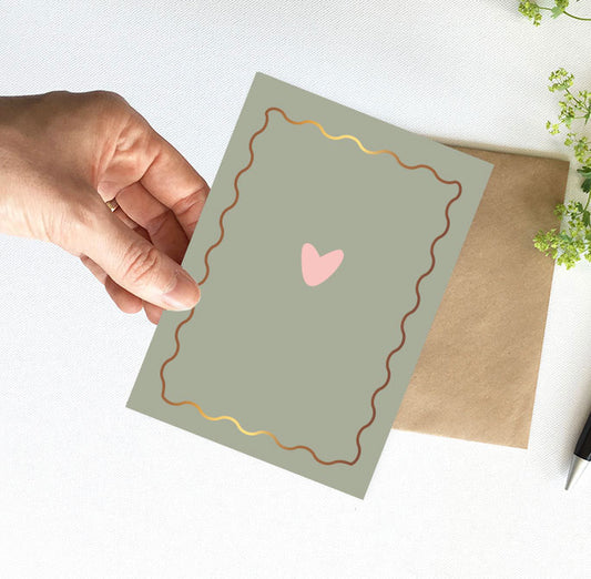 Kaart | Met Goudfolie | Wavy hart