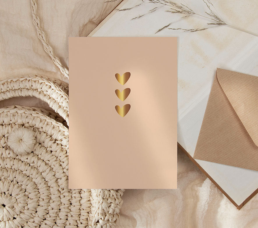 Kaart | Met Goudfolie | Hartjes Yellow