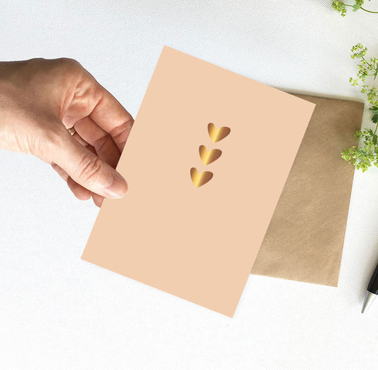 Kaart | Met Goudfolie | Hartjes Yellow