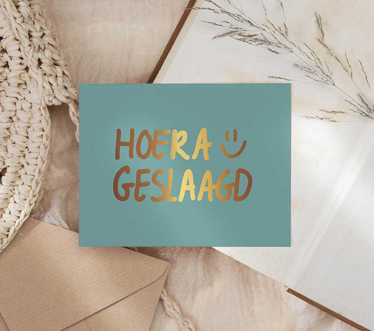 Kaart | Met Goudfolie | Hoera geslaagd