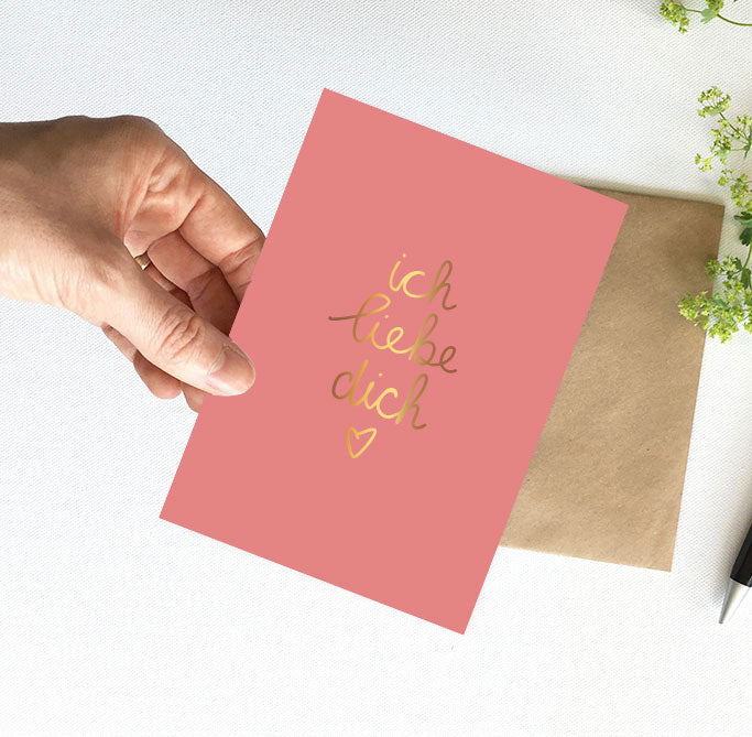 Kaart | Met Goudfolie | Ich liebe dich