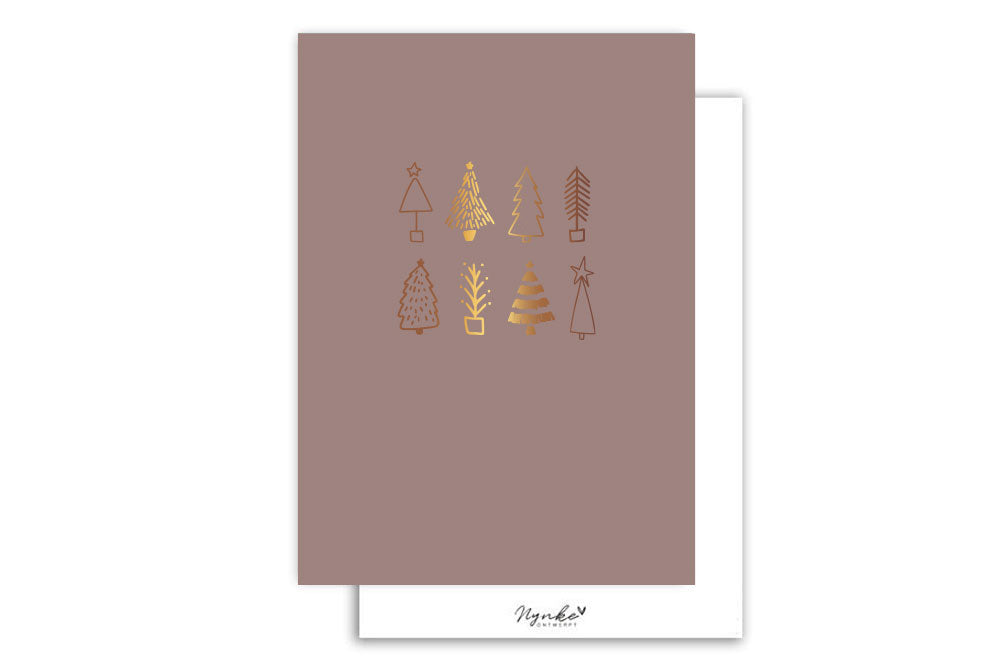 Kaart | Met goudfolie | Kerstbomen