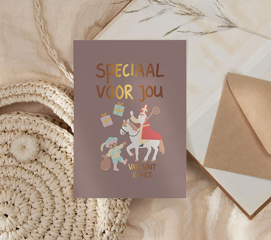 Kaart | Met goudfolie | Speciaal voor jou van Sint en Piet