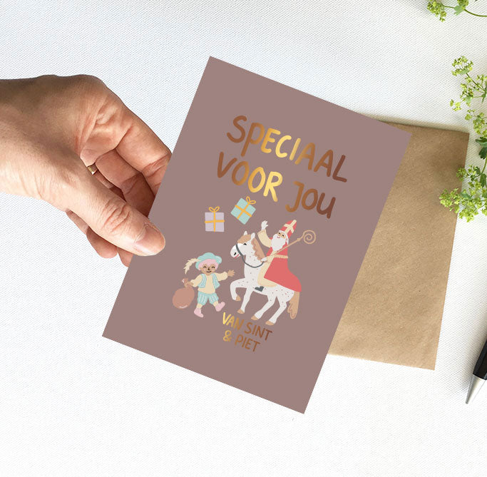 Kaart | Met goudfolie | Speciaal voor jou van Sint en Piet