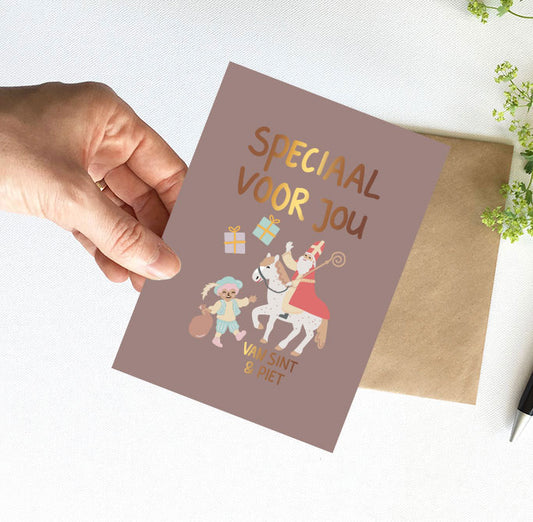 Kaart | Met goudfolie | Speciaal voor jou van Sint en Piet