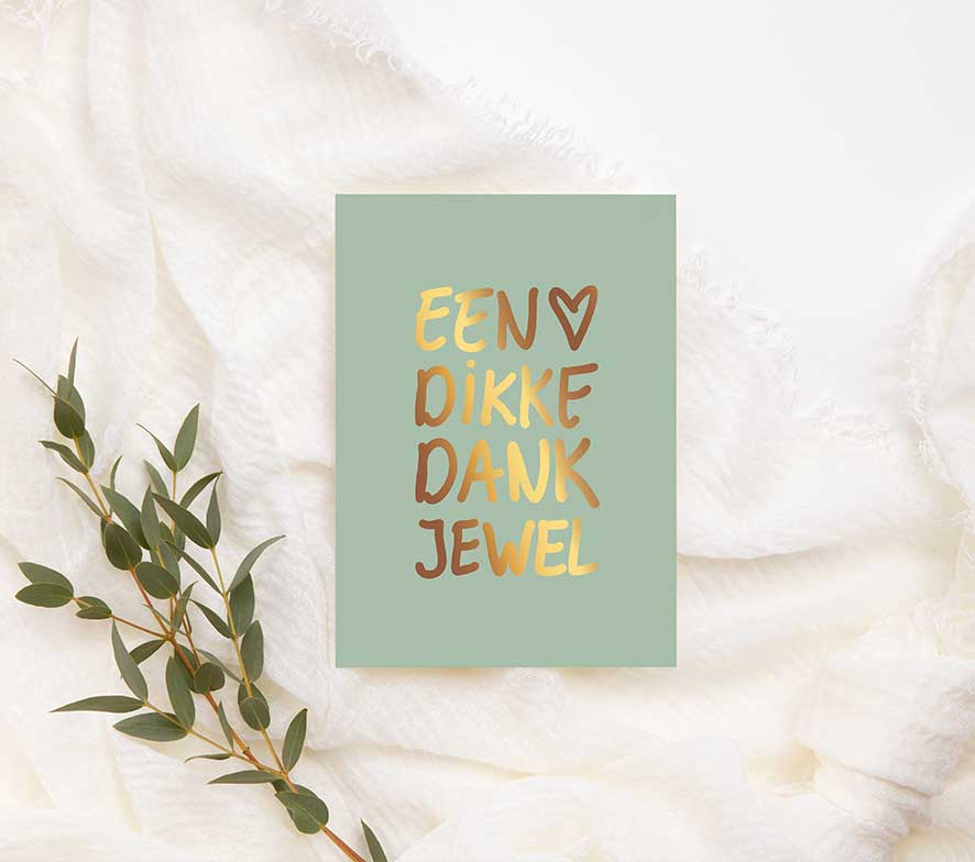 Mini kaart | Met goudfolie | Een dikke dankjewel
