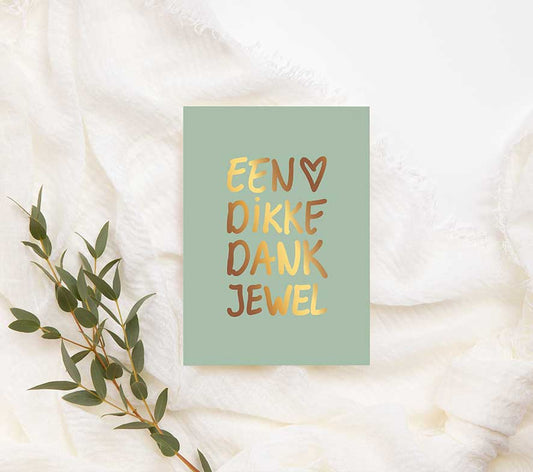 Mini kaart | Met goudfolie | Een dikke dankjewel