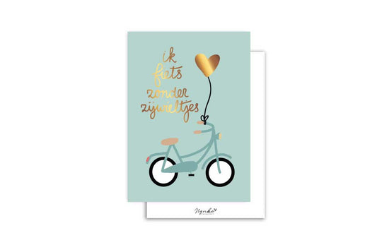 Mini kaart | Met goudfolie | Mijlpaal - Fietsen