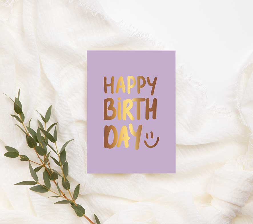 Mini kaart | Met goudfolie | Happy birthday