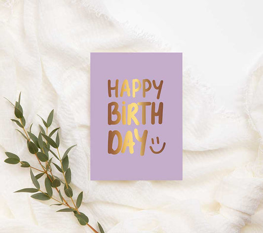 Mini kaart | Met goudfolie | Happy birthday