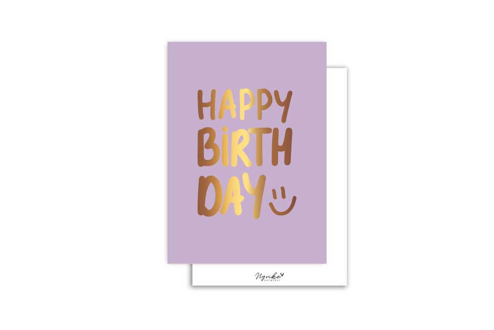 Mini kaart | Met goudfolie | Happy birthday