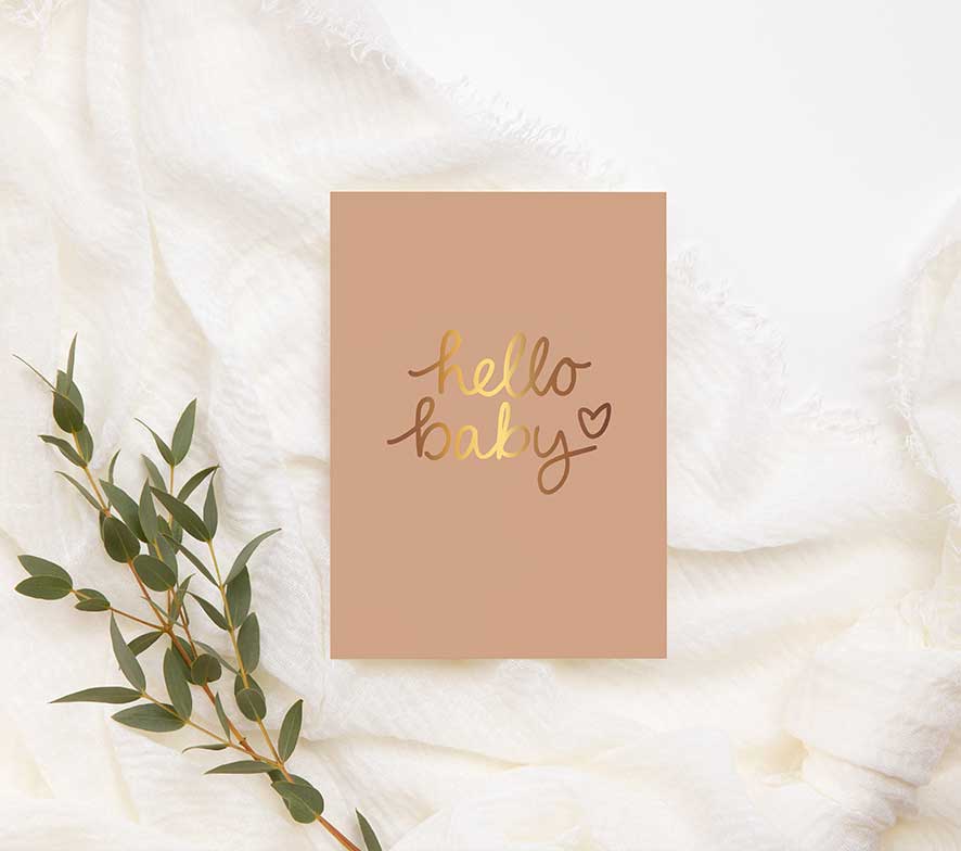 Mini kaart | Met goudfolie | Hello baby