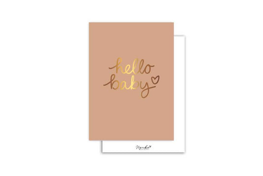 Mini kaart | Met goudfolie | Hello baby