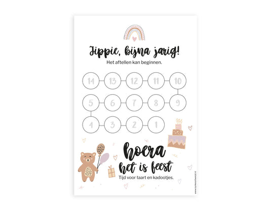 Aftelkalender A4 | Verjaardag beer