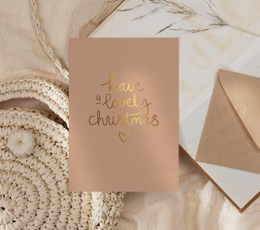 Kaart | Have a lovely christmas | Goudfolie