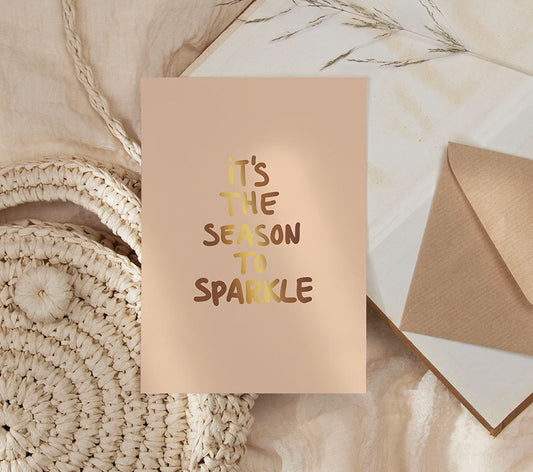 Kaart | It's the season to sparkle | Goudfolie