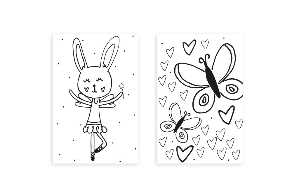 Mini-kaart | Inkleur kaartje ballerina en vlinders