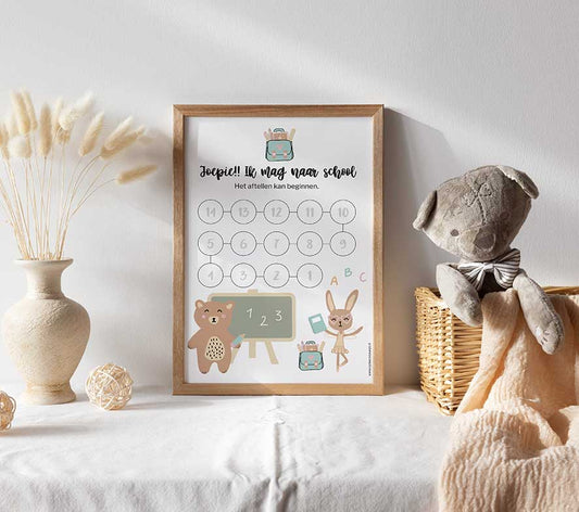 Aftelkalender A4 | Naar school | Meisje