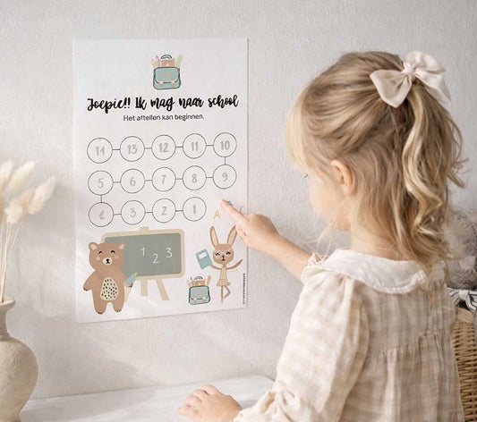 Aftelkalender A4 | Naar school | Meisje