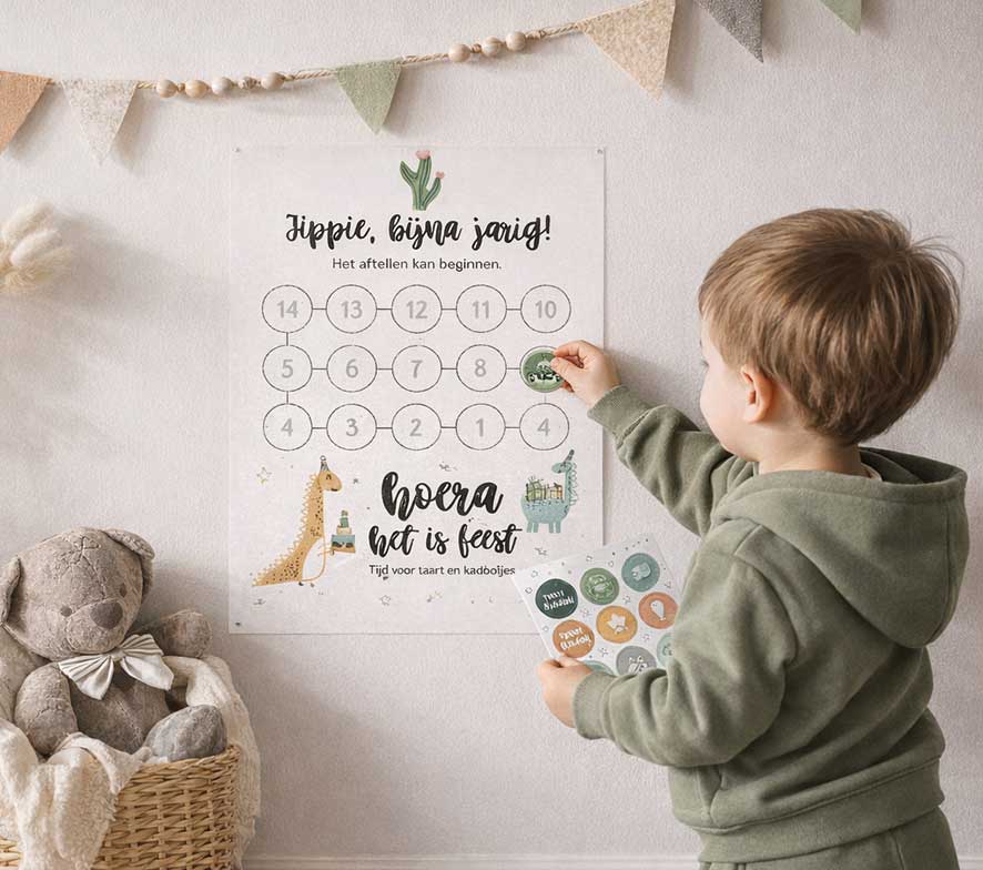 Aftelkalender A4 | Verjaardag dino's