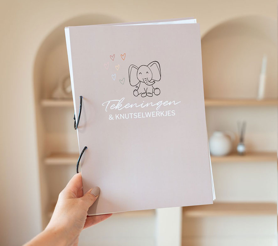 Bewaarbundel | A4 | Tekeningen en knutselwerkjes | Olifant | Warm grijs