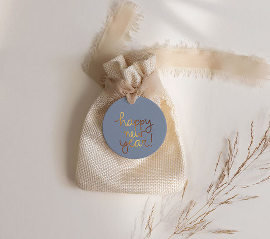 Cadeaulabel | Met goudfolie | Happy new year