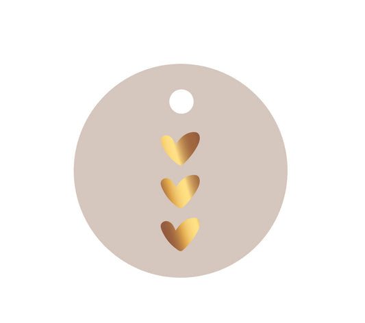 Cadeaulabel | Met goudfolie | Hartjes grijs