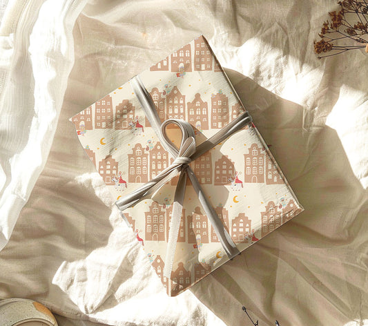 Kadopapier | Sinterklaas huisjes | 3 vellen
