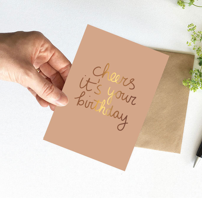 Kaart | Met goudfolie | Cheers it's your birthday