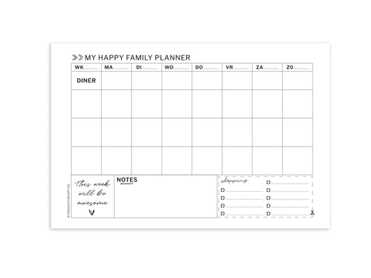 Familieplanner printable | 3 Gezinsleden