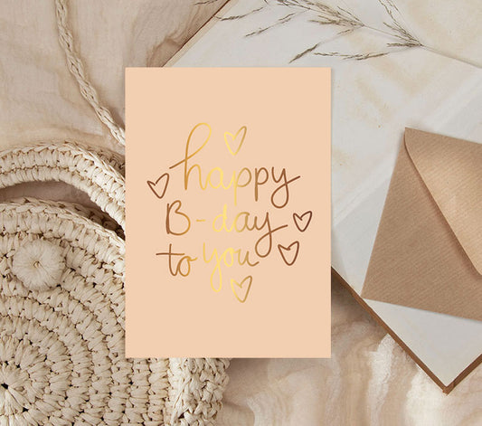 Kaart | Happy b-day to you | Goudfolie
